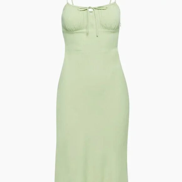 Aritzia Wilfred Bellow Gathered Bust Midi Dress in Pastel Sage Green Size 4 - Picture 3 of 9